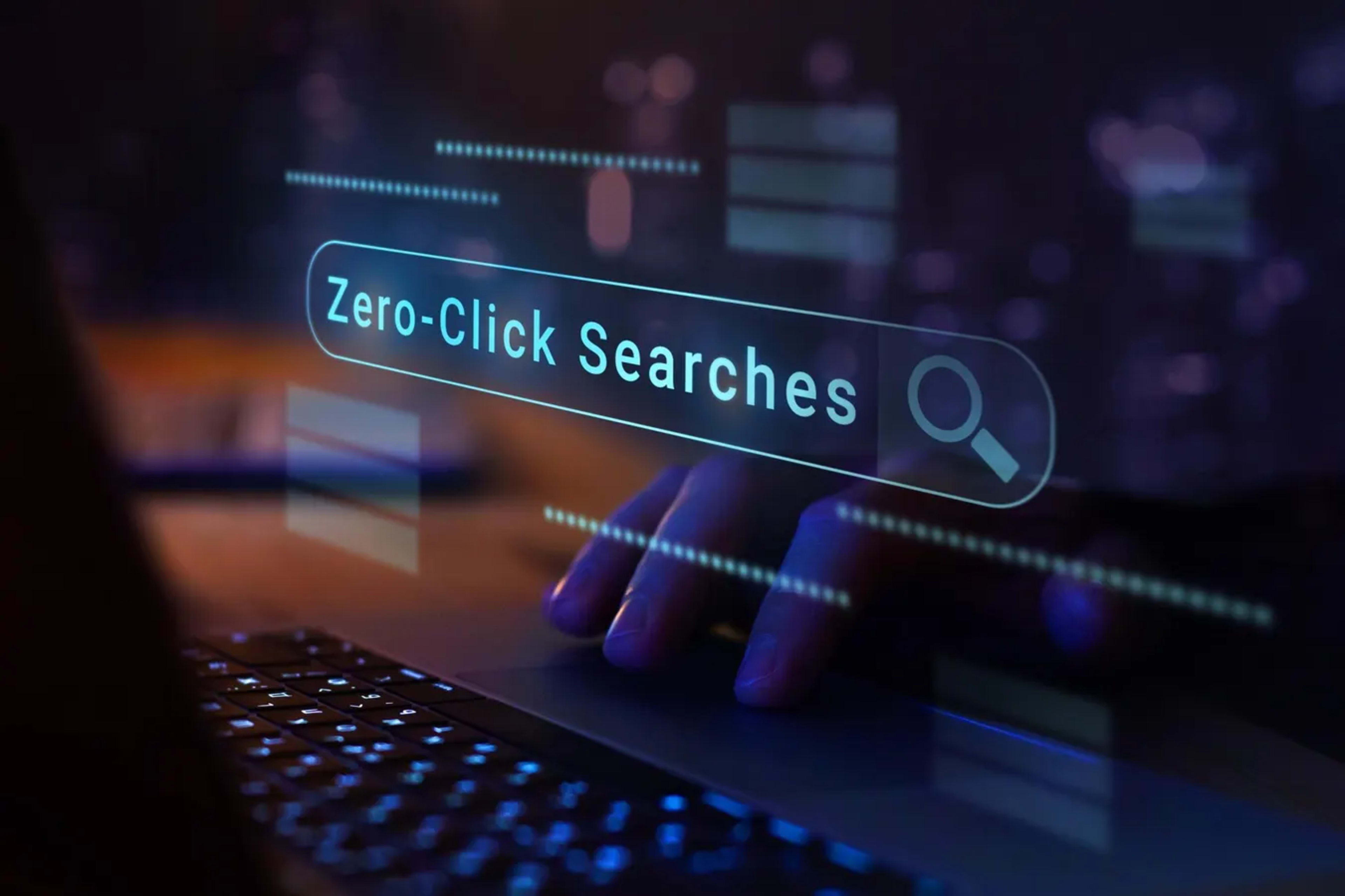 Laptop showing search and analytics data on a desk