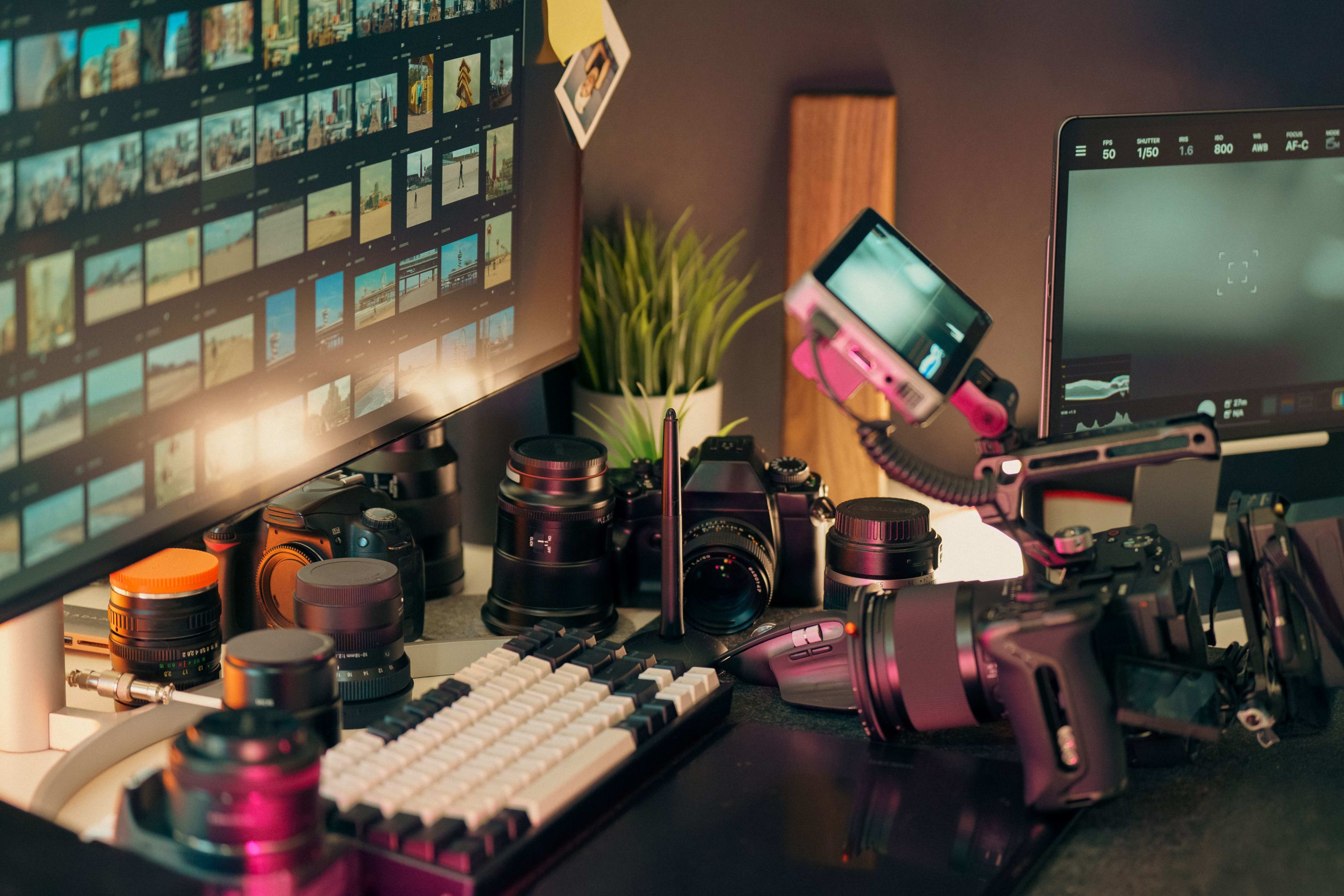Editorial content production on a desk